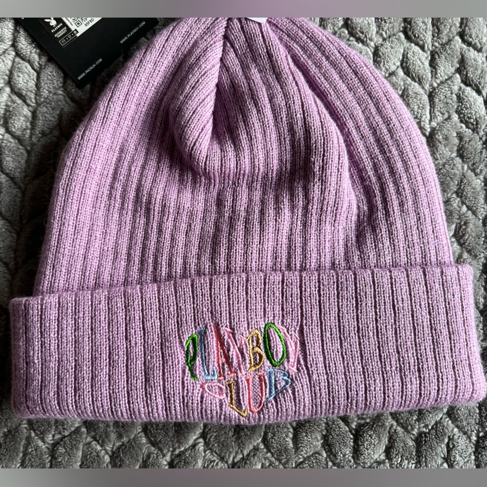 Playboy Club Pacsun Knit Beanie Hat (Purple/Lilac/Rainbow)